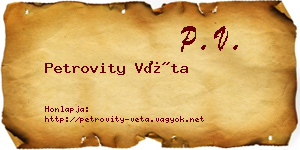 Petrovity Véta névjegykártya